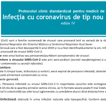 Noi modificări la Protocolul Clinic Național provizoriu și Protocolul clinic standardizat pentru medicii de familie „Infecția cu coronavirus de tip nou (COVID-19)”