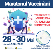 Maratonul Vaccinării împotriva COVID-19, în perioada 28-30 mai, la Palatul Republicii. Sunt așteptați toți doritorii de a se proteja de infecția COVID-19
