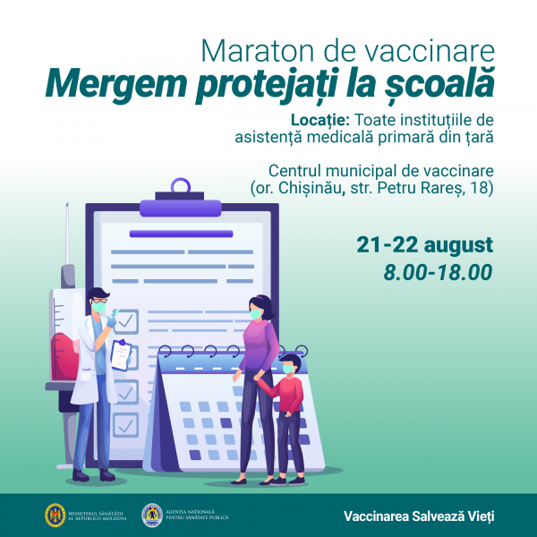 Mergem protejați la școală! În acest weekend, în toată țara, vor avea loc maratoane de vaccinare