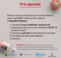 Cetățenii Republicii Moldova, care s-au vaccinat împotriva COVID-19 în țările UE, pot să înregistreze certificatul în sistemul electronic național de vaccinare
